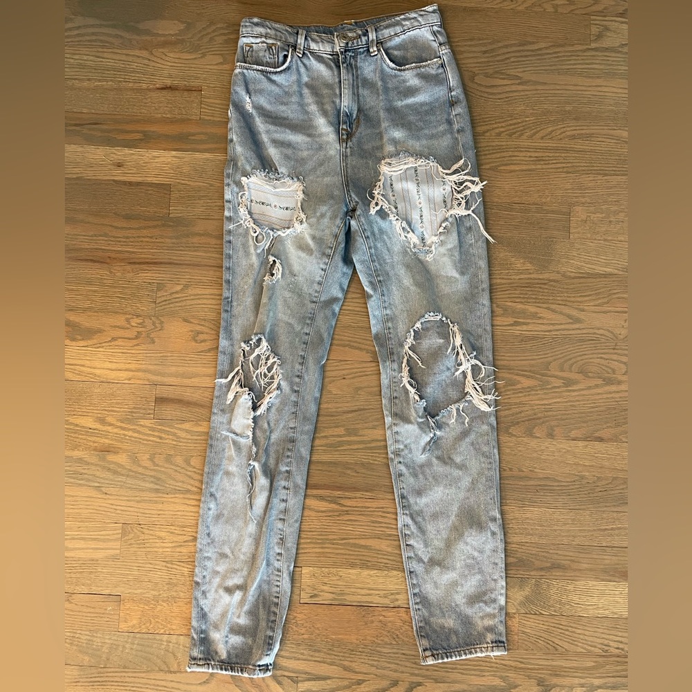 BDG Urban Outfitters Distressed Patch Work High Rise Mom Jean - Size 26